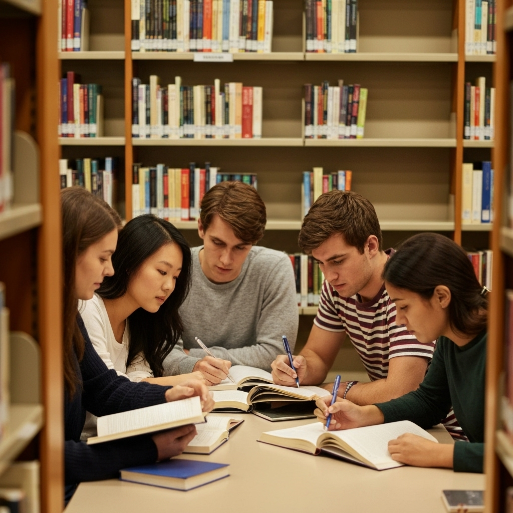 Students in library